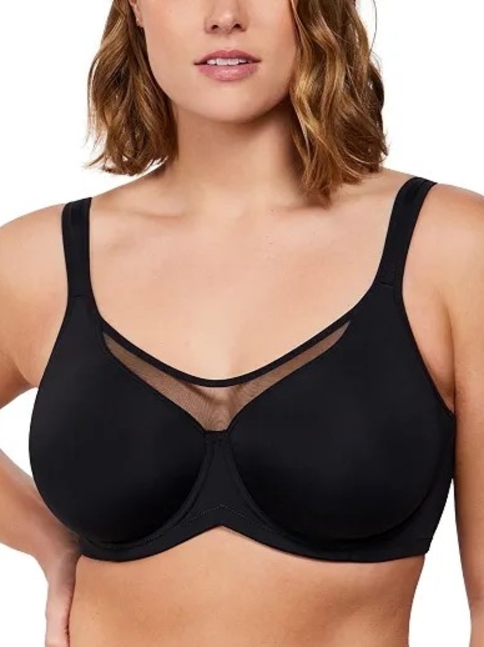 HSIA Full Coverage Bra with Mesh Trim - Black 38DD NEW WITH TAGS